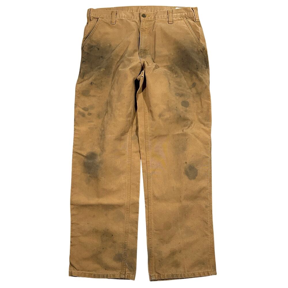 Vintage Carhartt Pants 36x32 Dungaree Fit Tan Distressed Workwear Uniform Canvas
